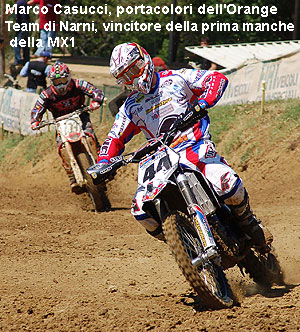 Marco Casucci, portacolori dell'Orange Team di Narni, vincitore della 1.a manche della MX1
