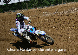 Chiara Fontanesi durante la gara del Campionato Femminile Motocross a Gioiella